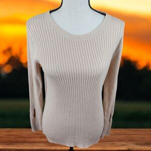 Women's Top Long Sleeve By Caryn Vallone Size Large Form Fitting Casual Wear